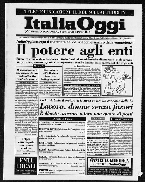 Italia oggi : quotidiano di economia finanza e politica